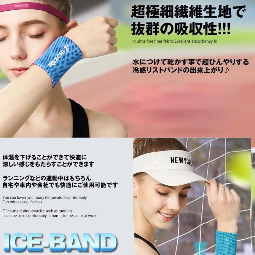 冷感アイスバンド クール リストバンド 2サイズ選べる 2セット ブルー