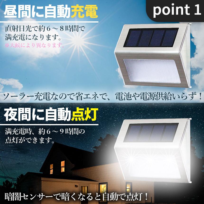 ソーラーライト センサーライト 6個セット ステップライト ガーデン