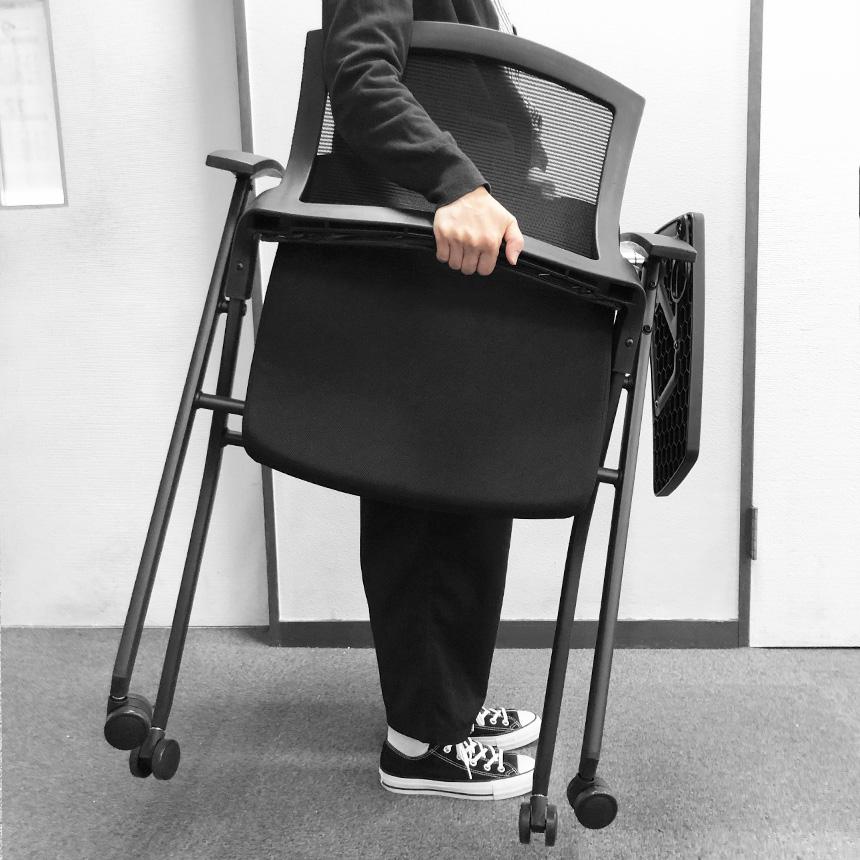 折りたたみ椅子 テーブル キャスター付き 完成品 8脚セット 折りたたみチェア 背付き 組み立て不要 軽量 コンパクト 収納 会議 収納 パ_10