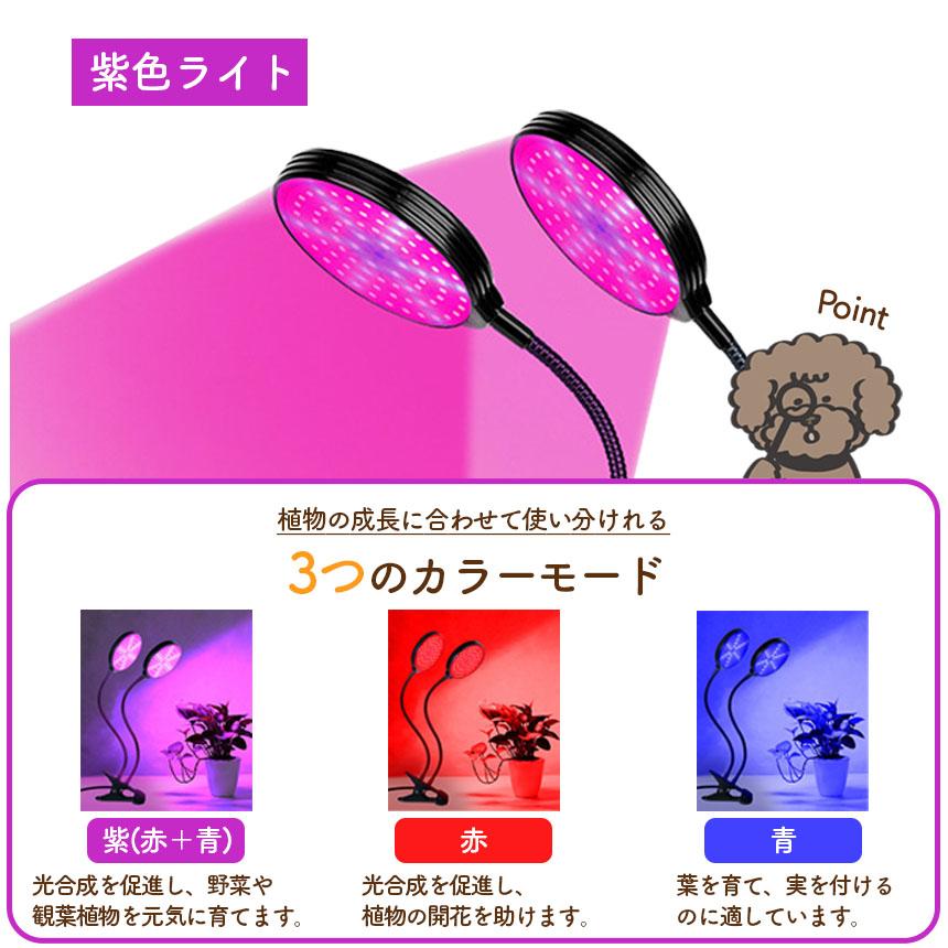 LED植物育成ライト 2頭 2灯 2個セット 植物育成ライト 10段階調光 LED