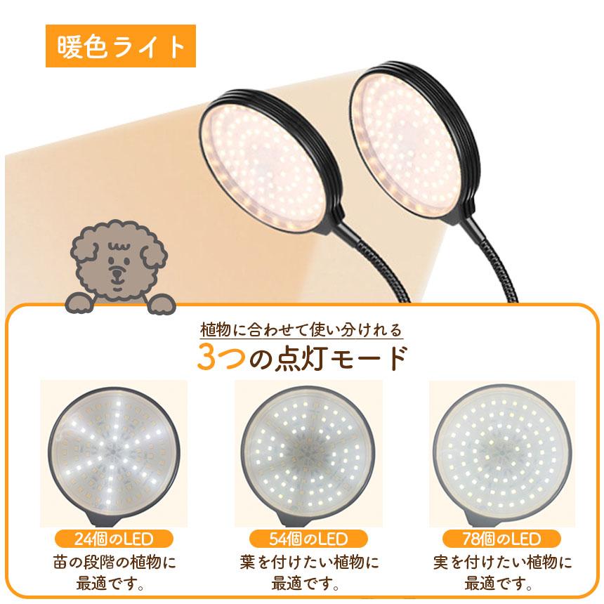 LED植物育成ライト 2頭 2灯 2個セット 植物育成ライト 10段階調光 LED