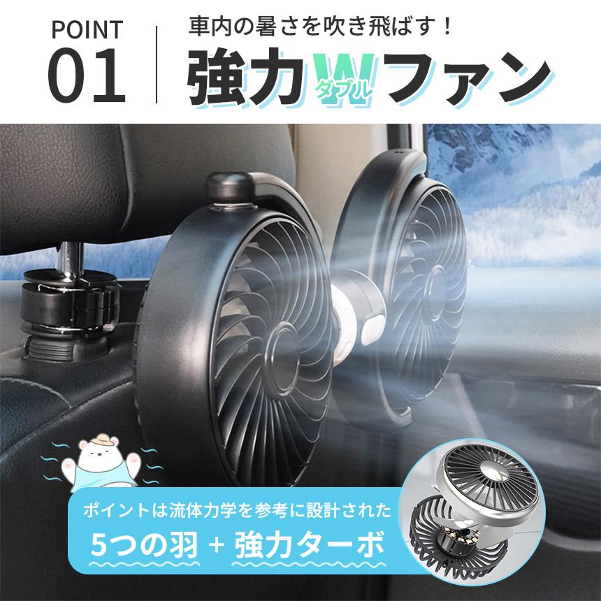 車載ダブルファン 扇風機 左右独立タイプ 車載扇風機 車 ツインファン