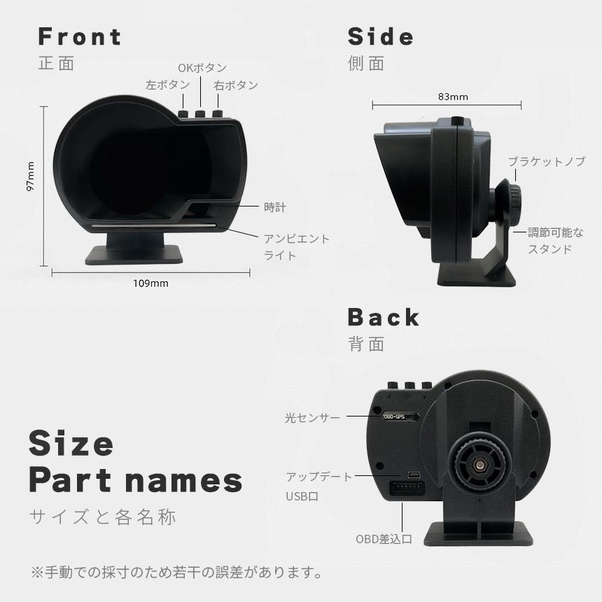 爆買 ヘッドアップディスプレイ OBD2 GPS hud 高機能 多機能 タコ