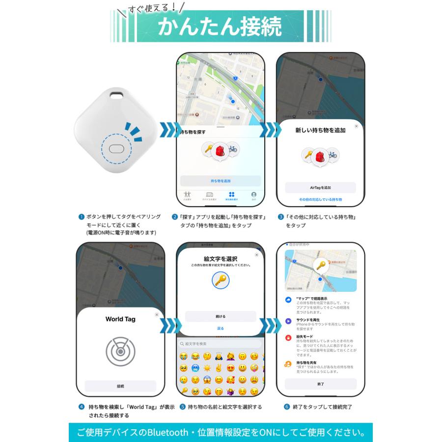 紛失防止 スマートタグ 6個セット GPS 追跡 鍵 キー カギ 財布 タグ