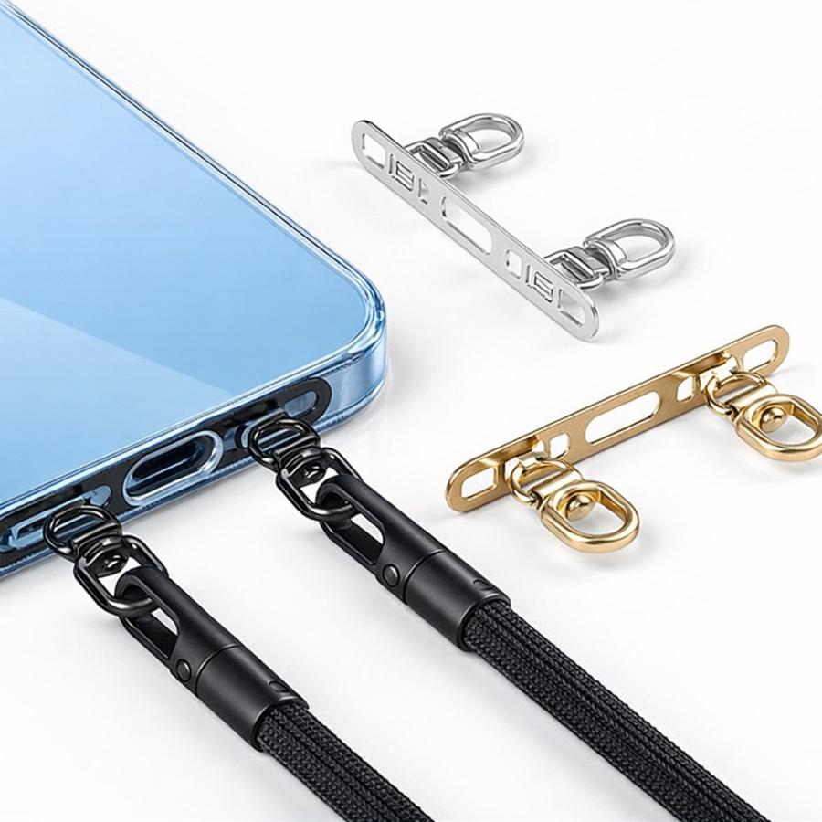 3個セットストラップホルダー ステンレス製 スマホ 2点吊り ダブル