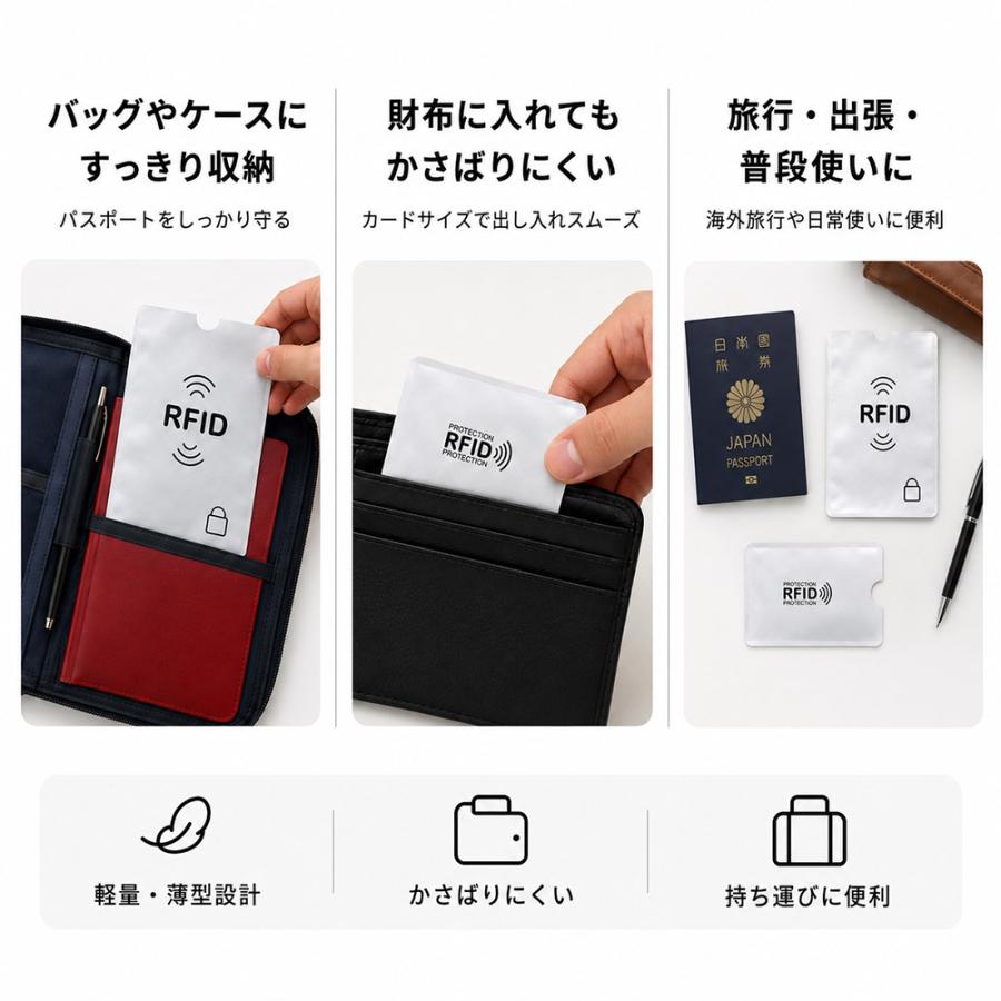 【組み合わせ自由】RFIDスキミング防止ケースセット 3セット分 RFIDスキミング防止セット パスポート用1枚 カード用5枚