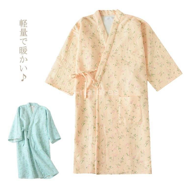 寝巻き ガウン バスローブ 可愛い 花柄 レディース ニットキルト 浴衣 ゆかた パジャマ 介護 入院準備