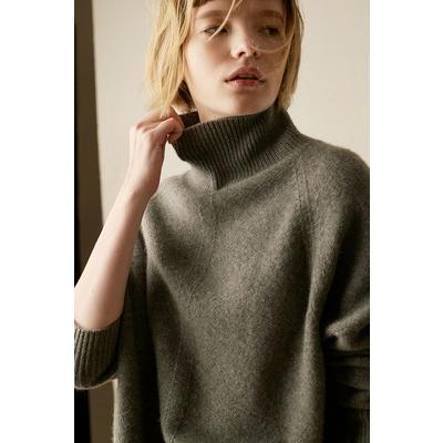 カシミヤのセーター冬服 タートルネックセーター 女性 ニットプルオーバー  gray サイズ S