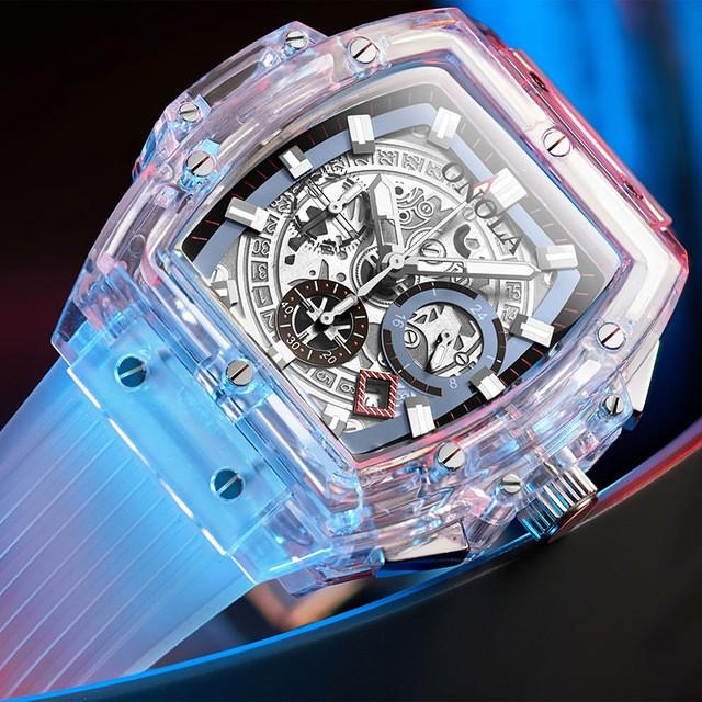 腕時計 メンズ レディース クォーツ クロノグラフ スケルトン