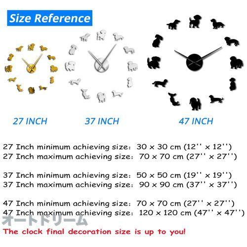 壁時計 ウォールクロック DIY ステッカー 文字盤 ダックスフント 犬 47インチ｜ad0919｜03