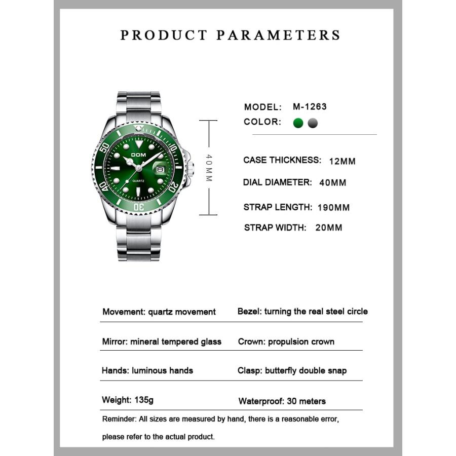 人気激安 40代 メンズ腕時計 代 クォーツ メートル防水 30 50代 30代 腕時計 カラー グリーン