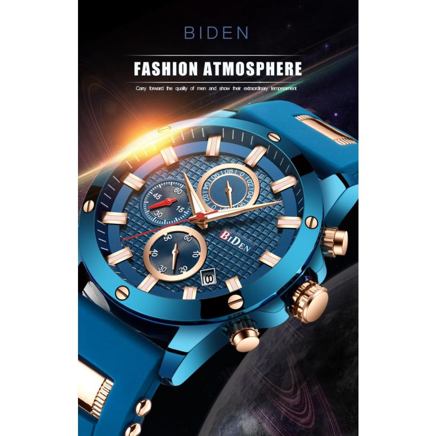腕時計 メンズ Biden 高性能クロノグラフ搭載 海外インポートモデル ブルー メタリック Mh 0102 オートドリーム 通販 Yahoo ショッピング