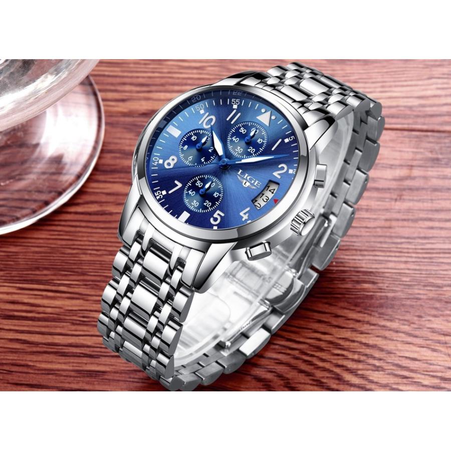 腕時計 メンズ　LIGE　フルスチール　シンプルビジネス&スポーツ防水ウォッチ　腕時計     プレゼント　ギフト｜ad0919｜06