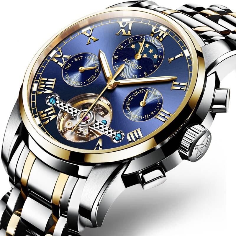 【驚きの値段で】 腕時計　メンズ　AESOP　自動機械式防水男性用高級腕時計　スケルトン　高品質 腕時計