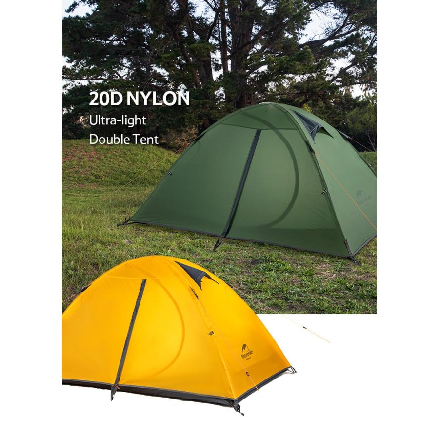 キャンプ テント ソロ 高品質 1〜2人用 Naturehike 3シーズン 20Dナイロンテント｜ad0919｜06