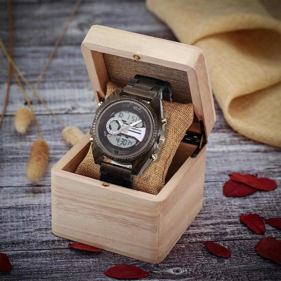 腕時計 メンズ  デュアルディスプレイウッドウォッチ 木製腕時計 木製ギフトボックス付き｜ad0919｜14