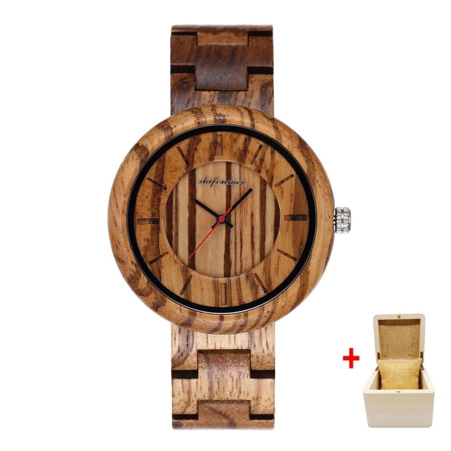 最安値で 腕時計 レディース Shifenmei木製エレガントウッドクォーツ腕時計 ギフトボックス付き 腕時計 カラー ダークブラウン Binghamtonhots Com