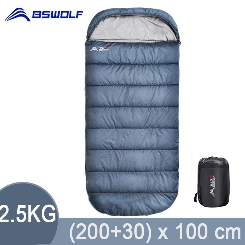 キャンプ 寝袋 BSWOLF 冬用幅広ビッグサイズ軽量キャンプスリーピングバッグ
