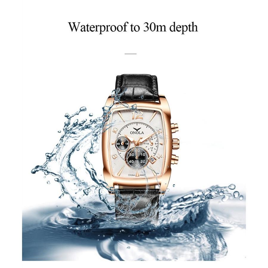 腕時計 メンズ ONOLA2020レザー防水耐衝撃クロノグラフ自動カレンダー
