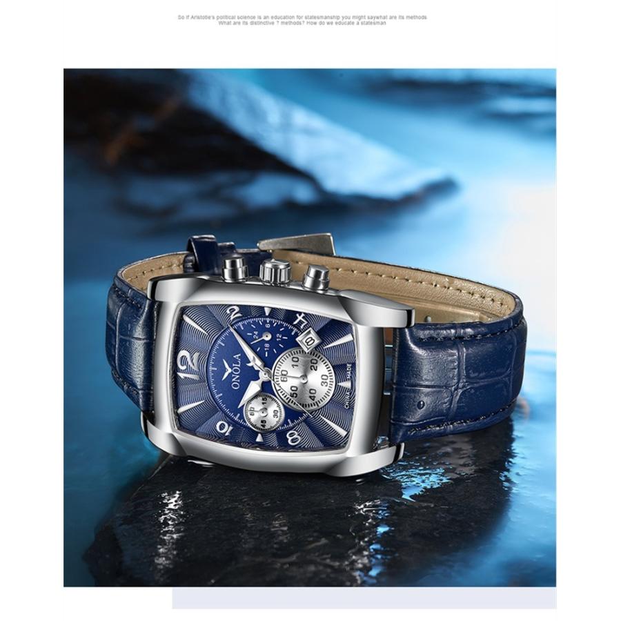 腕時計 メンズ ONOLA2020レザー防水耐衝撃クロノグラフ自動カレンダー