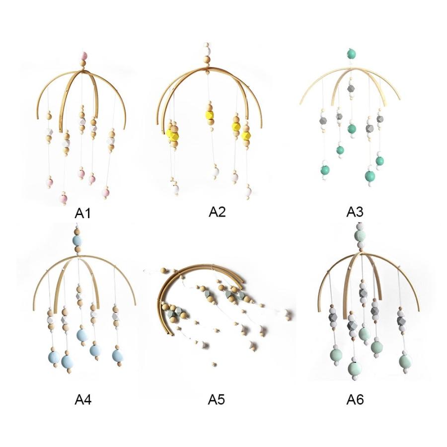 北欧風 ベビーベッド用モビール ハンギングトイ ウッドデコレーションオーナメント 木のおもちゃ パステル｜ad0919｜05