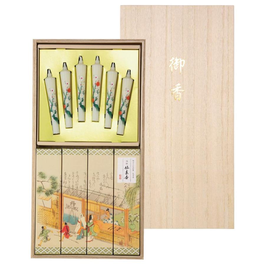 ギフト 仏具 カメヤマ 吟撰 仙年香 絵ろうそくセット 桐箱 I13470901