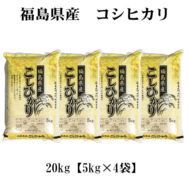 コシヒカリ お米 20kg 送料無料 白米 5kg×4袋 福島県産 令和7年産 一等