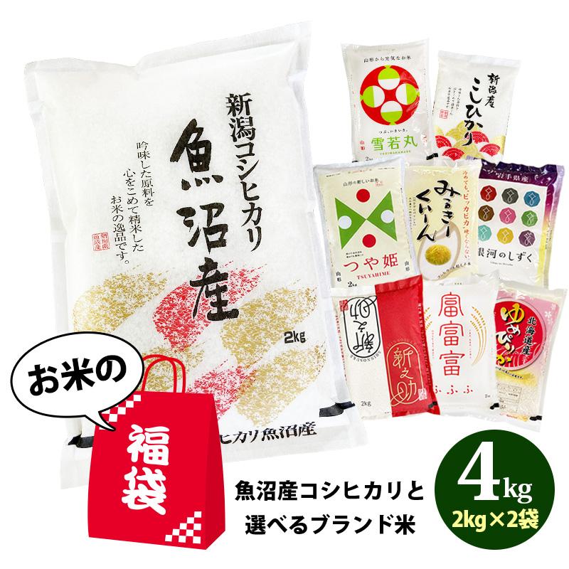 福袋 2026 食品 米 合計 4kg 新潟県魚沼産コシヒカリ 2kg と選べる 