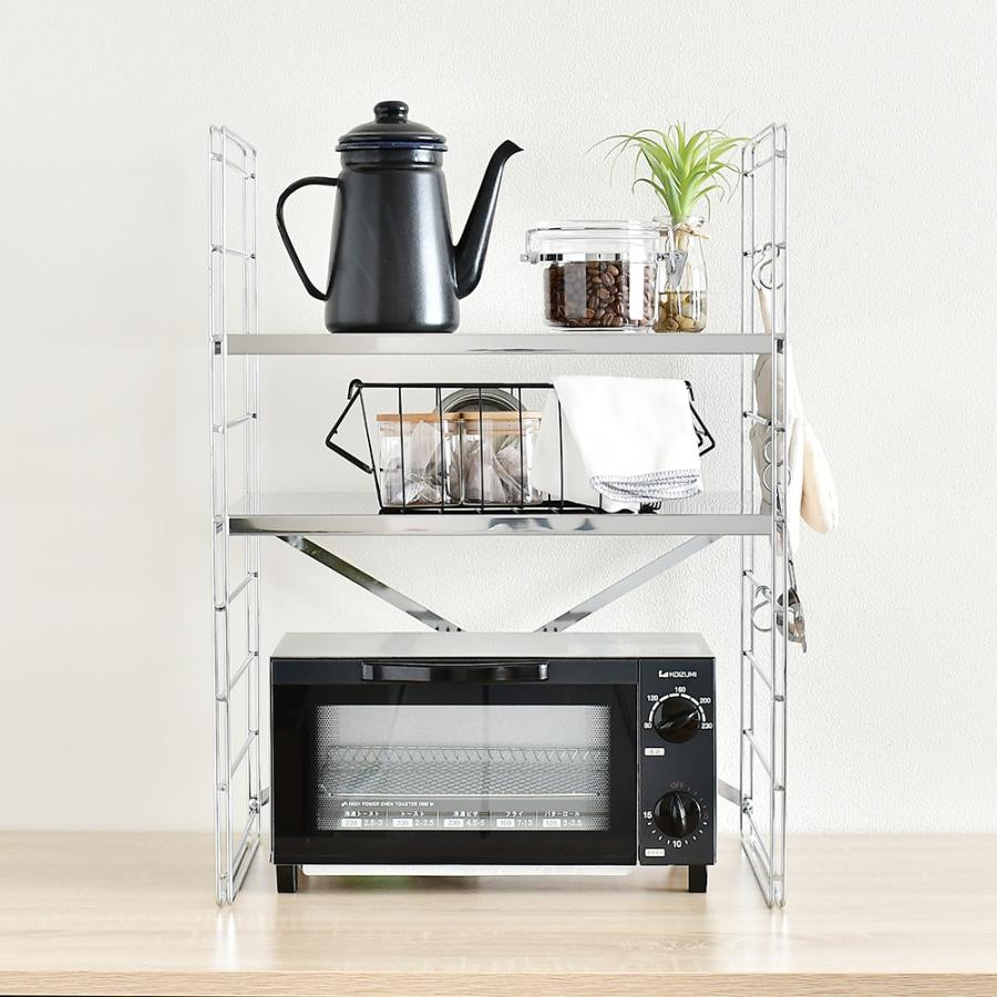 足立製作所 トースターラック 幅45cm 2段 レンジ上ラック 電子レンジ