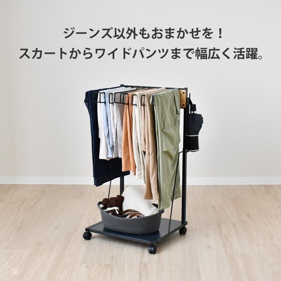 ザ・ジーンズハンガー パンツラック スリム 10本掛 収納 アイデア キャスター付き 高さ伸縮 ズボンハンガー 日本製 足立製作所_1
