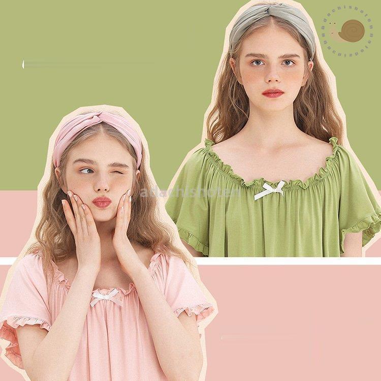 ネグリジェ 春夏 姫 ネグリジェ 半袖ワンピース フレア 無地 ロング丈ネグリジェ モダール パジャマ レディース 大人