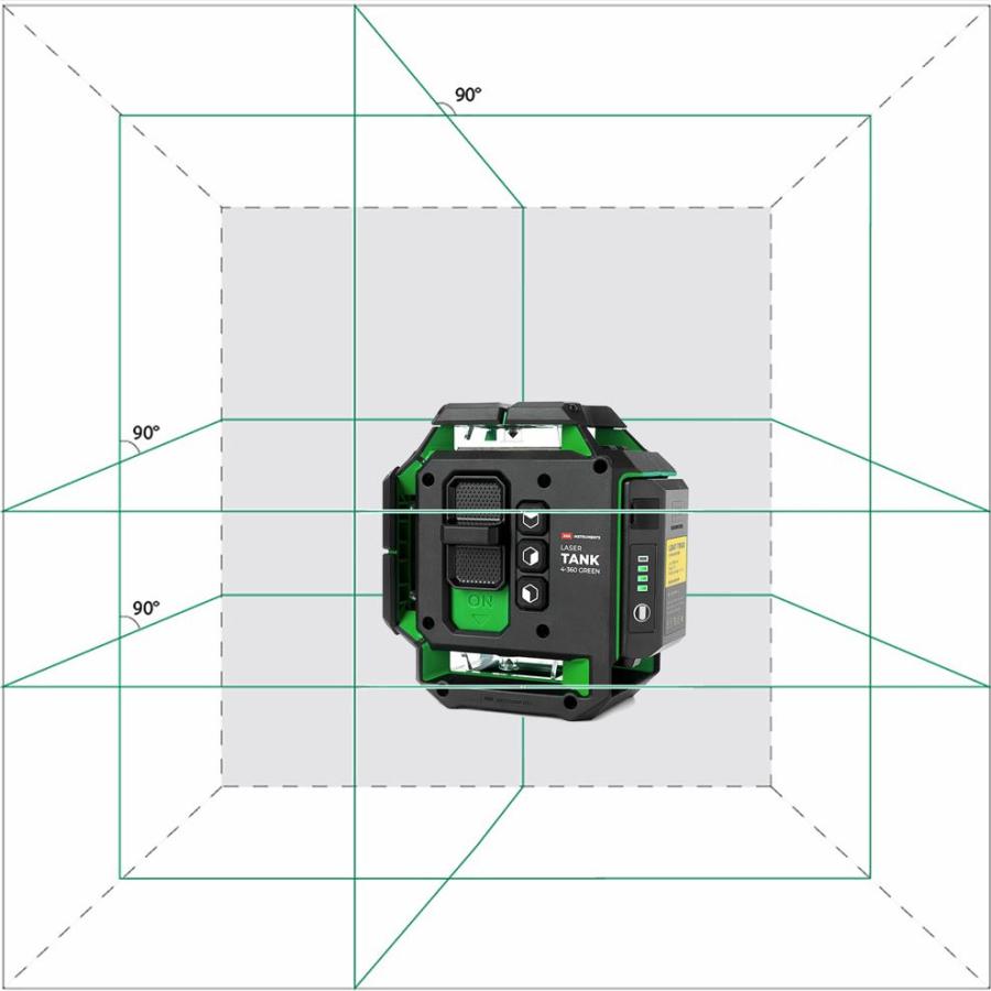 グリーン レーザー墨出し器 TANK　(タンク）フルライン4ー360G ベーシック バッテリー仕様 受光器（別売りLR60G or LM70)対応 マキタ KDS タジマ ボッシュ｜adajapan｜02