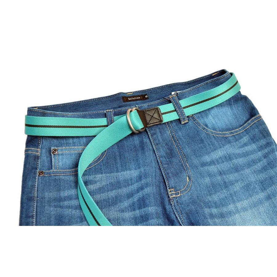 ベルト メンズ スレンダーベルト 布ベルト×栃木レザー(本革)W