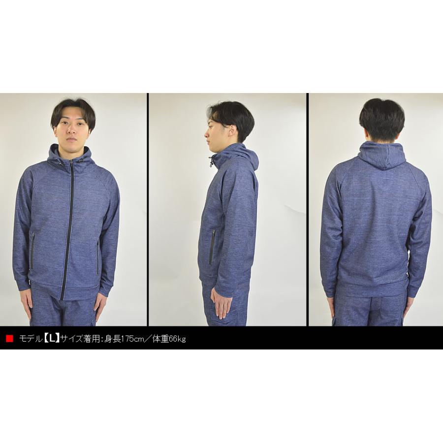ジップパーカー デニム風 スタンドジャケット メンズ スウェット