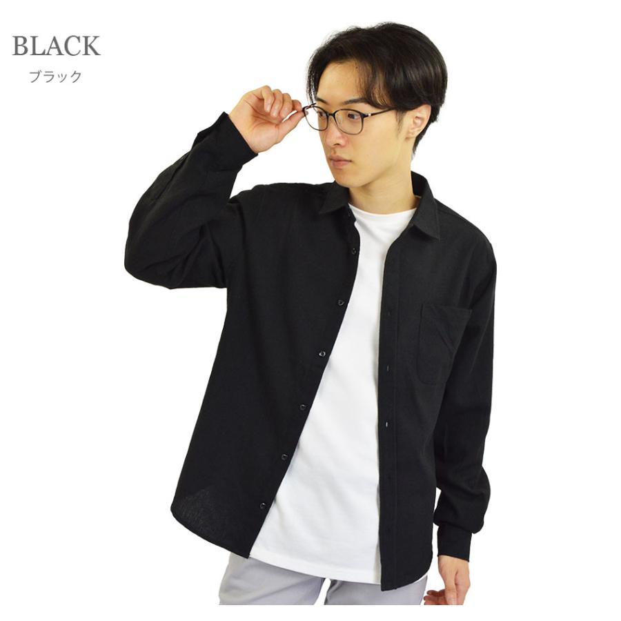 ネルシャツ メンズ 長袖 白シャツ 黒シャツ 暖かいシャツ 秋冬 保温