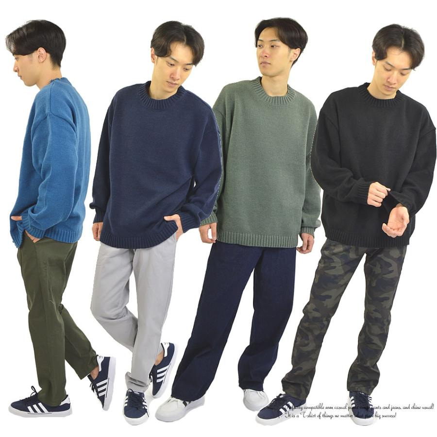 クルーネック(丸首)セーター メンズ モヘア(モヘヤ)ライク