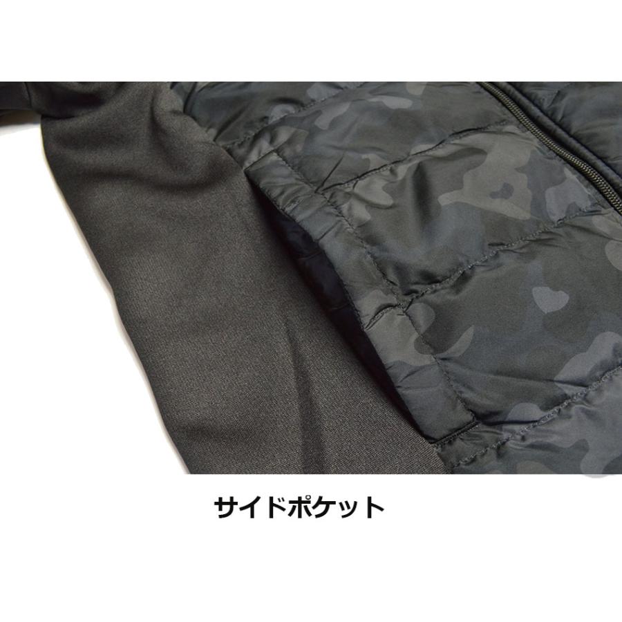 ジャージ　パーカー　ダウン ダウンパーカー メンズ 前身頃ダウン入り ジャージ（裏シャギー