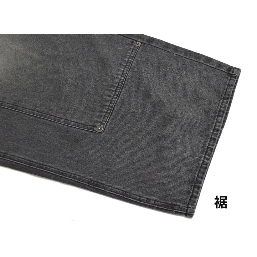 ワイド ストレート デニムパンツ 綿100% ダブルニー ダボパン ワイド