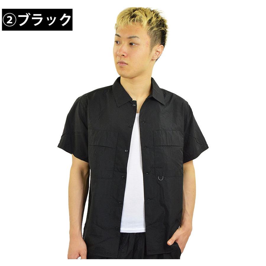 ふわっと軽い 撥水 ナイロン半袖シャツ メンズ ポケット付き