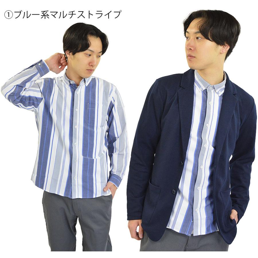シャツ メンズ 長袖 ボタンダウンシャツ バンドカラーシャツ ノー