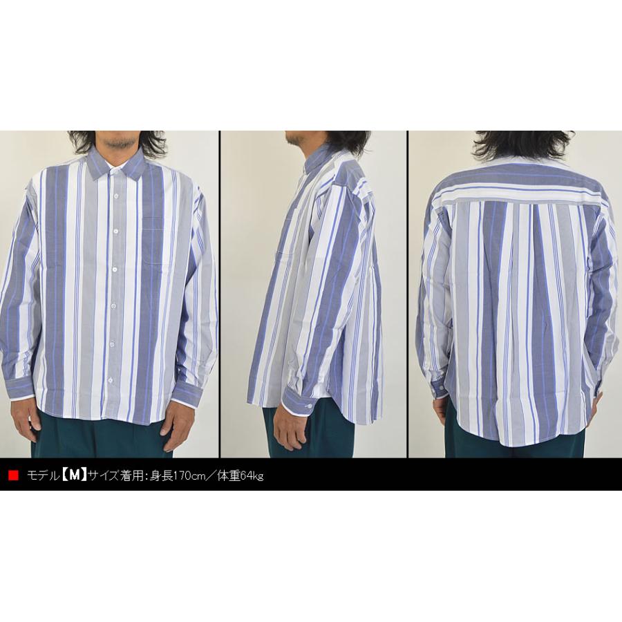 シャツ メンズ 長袖 オーバーシャツ 長袖シャツ ストライプシャツ