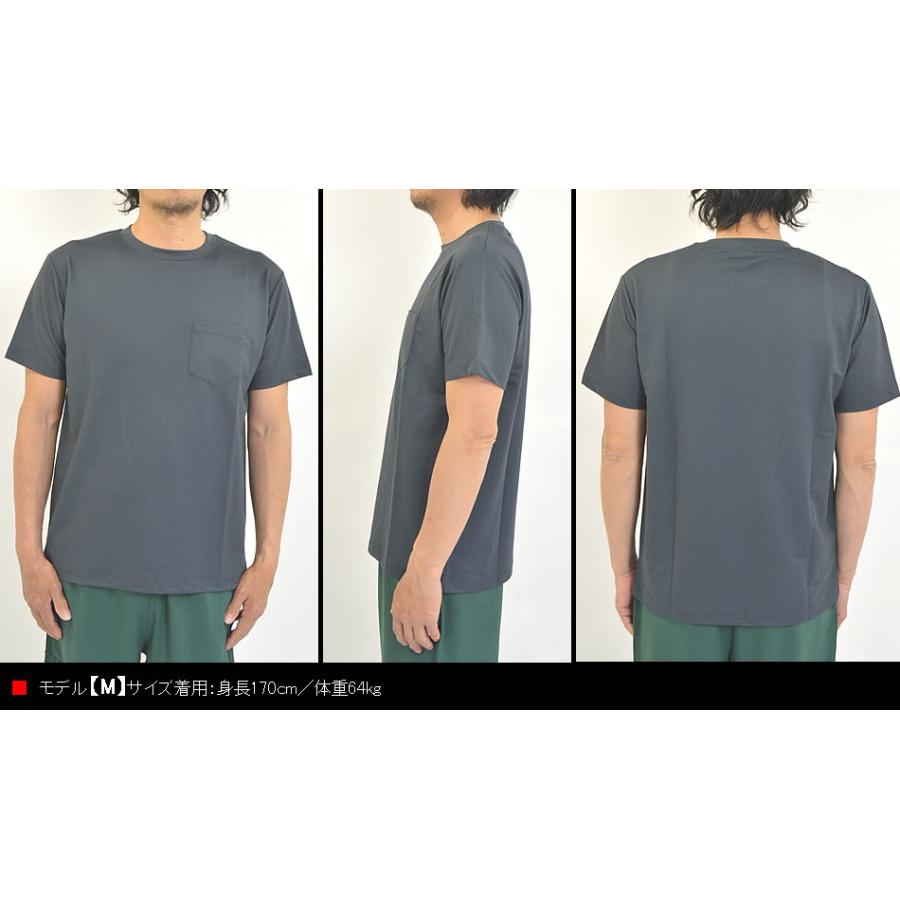胸ポケ Tシャツ 半袖 メンズ 接触冷感 スタンダード 胸ポケット付き