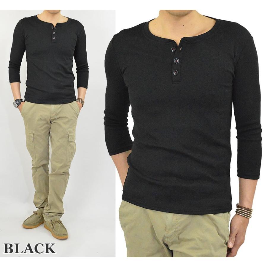 Tシャツ メンズ 七分袖 ヘンリーネック 7分袖 無地 ヘンリーネックT
