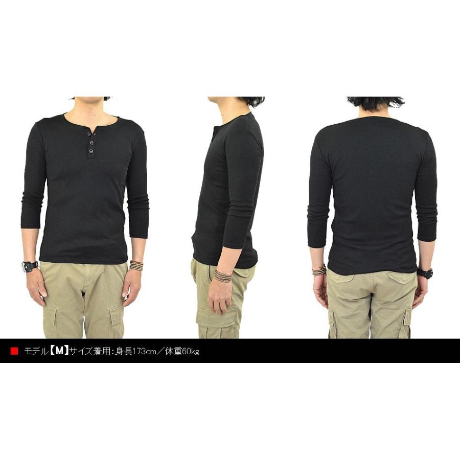 Tシャツ メンズ 七分袖 ヘンリーネック 7分袖 無地 ヘンリーネックT