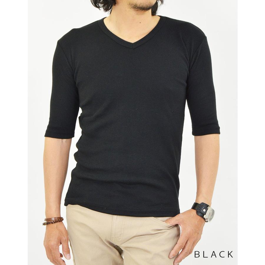 Tシャツ メンズ Vネック 半袖 無地 5分袖 五分袖 カットソー インナー 下着 5分袖Tシャツ 重ね着 シンプル 春 夏 秋 冬 杢グレー・2点までメール便可能 v5tアダマス ヤフー