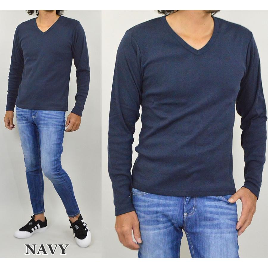 最新版 Vネック Tシャツ メンズ 無地 長袖 インナー カットソー