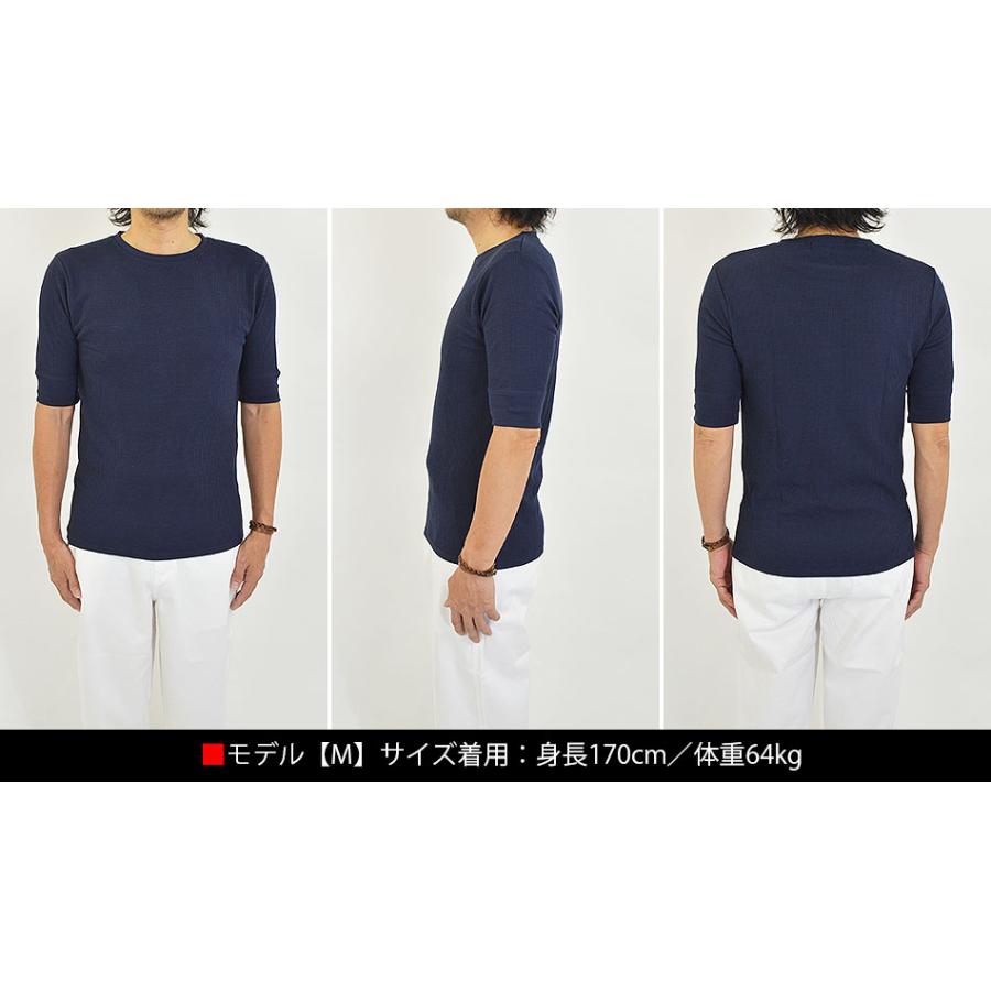 Tシャツ メンズ 半袖 無地 5分袖 ワッフル インナーシャツ 半袖T