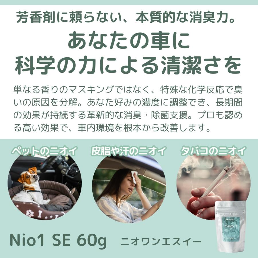 Nio1 SE 60g (スプーン付) 】車 車内 消臭 ニオイ ニオイ消し 強力 顆粒 水で溶かす 簡単 スプレー シート エアコン ...