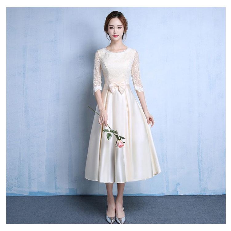 ふるさと納税 二次会ドレス ミモレ丈 ウェディングドレス ドレス 二次会 袖あり ドレス 結婚式 パーティードレス 花嫁 黒 お呼ばれドレス 披露宴 パーティドレス パーティドレス カラー Color1 Michiganestateplanning Com