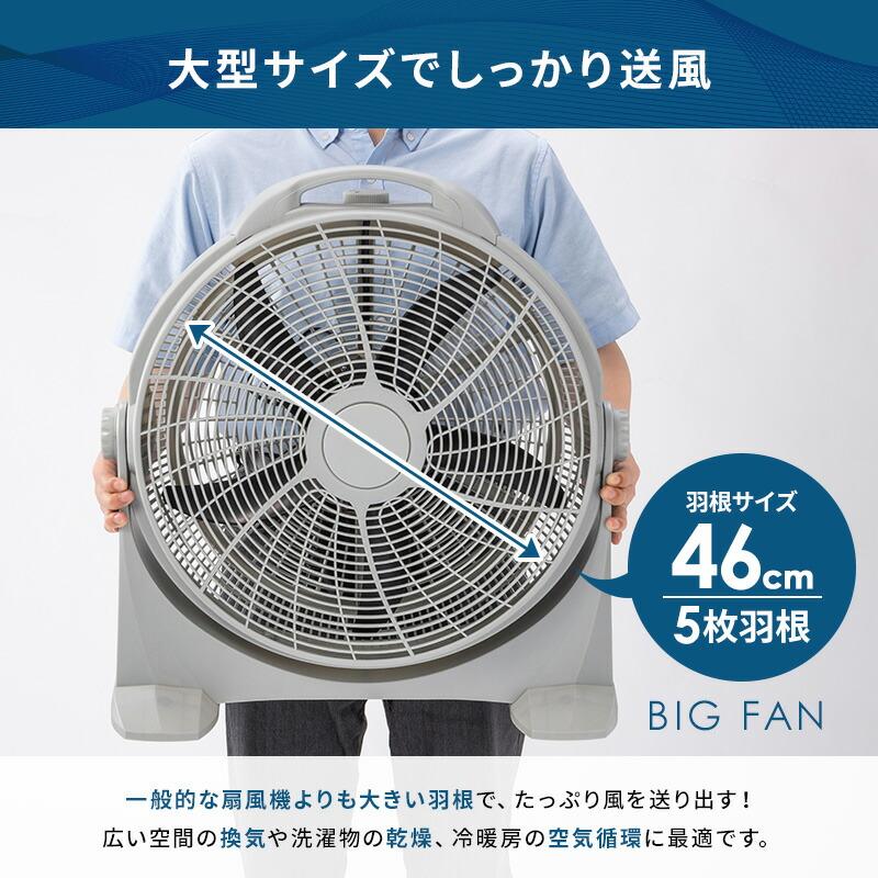 ベルズ ビッグファン 大型 46cm羽根 5枚羽根 風量3段階 工業扇